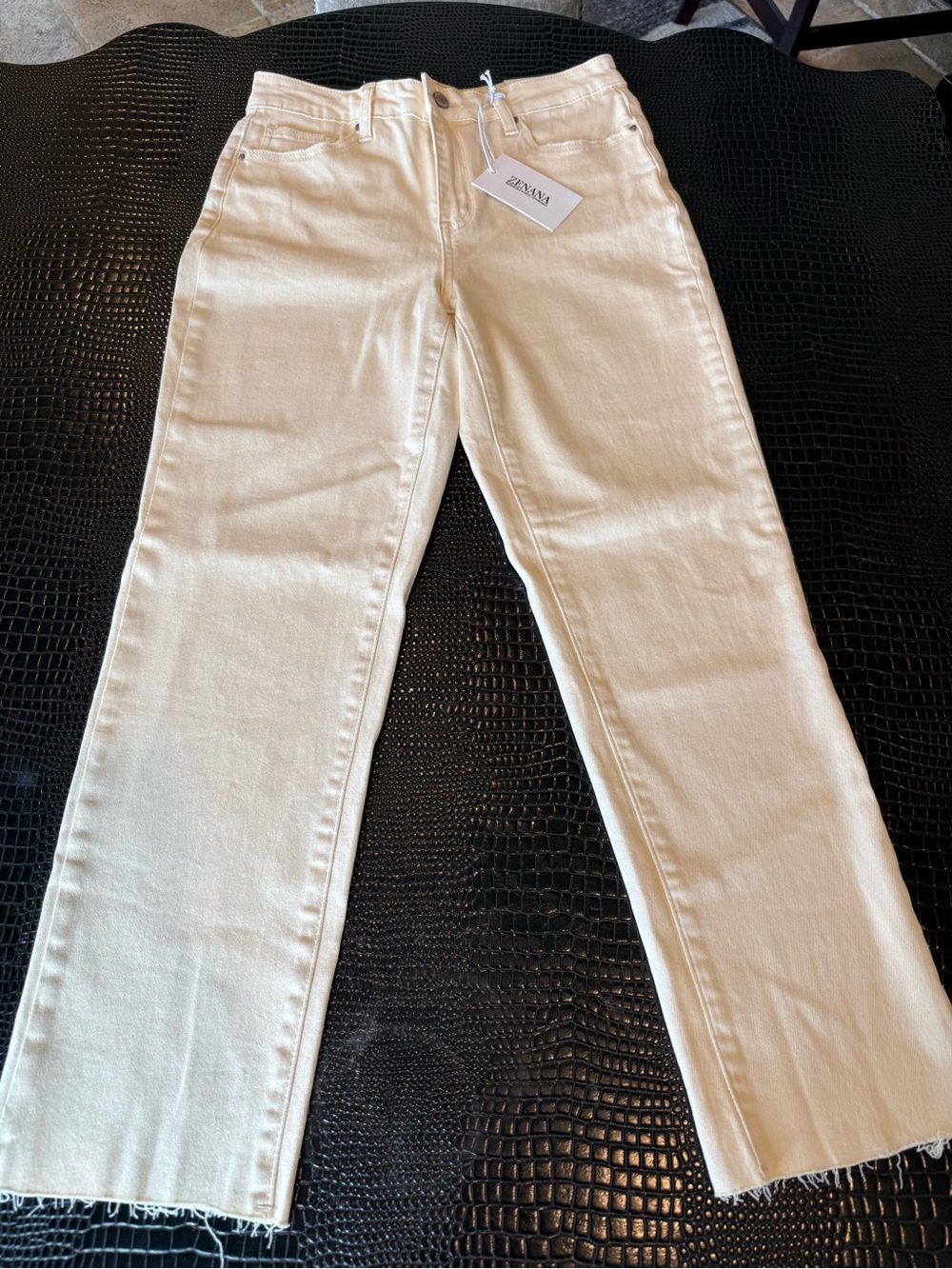 Women's Cream Straight-Leg Jeans